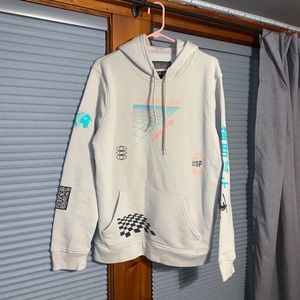 tan hoodie (with graphics)